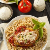 Chicken Parmesan with angel hair pasta