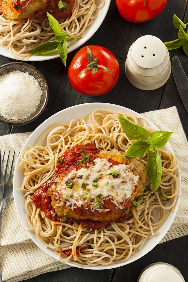 Chicken Parmesan with angel hair pasta